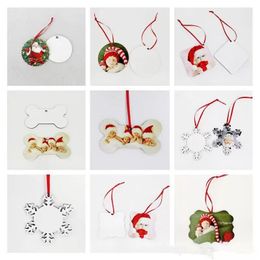 Stock 18 Styles Sublimation Mdf Christmas Ornaments Decorations Round Square Shape Decorations Hot Transfer Printing Blank Consumable FY4266