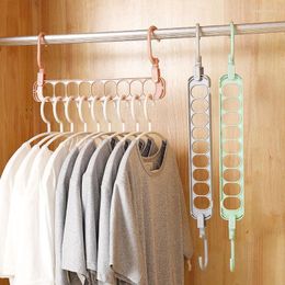 Hangers & Racks Hanger Wardrobe Drying Plastic Household Storage Rack Folding Nine-Hole Multifunctional