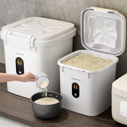 Kitchen Moisture Proof Hermetic Flour Rice Container Cereals Bucket Storage Box Coffee Bean Pet Food Sealed Jar Grain Organiser 220629