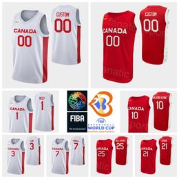 Printed Canada Basketball 7 Dwight Powell Jersey 2023 FIBA World Cup 4 Nickeil Alexander-Walker 7 Kyle Alexander 23 Phil Scrubb 21 Thomas Scrubb 13 Kelly Olynyk Shirt