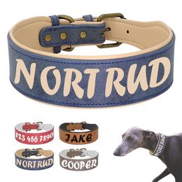 Custom Large Dog Collar Wide Leather Personalised Collars Medium Large Dog Pet Collars Customised for Dogs Printed Name ID 220608