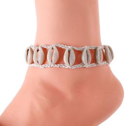 Anklets Boho Double Layer Women Shells Bracelets Natural Cowrie Rope Adjustable Hawaiian Beach Girl Foot Jewelry Gift HandmadeAnklets