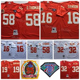 Football Jerseys Throwback Football Vintage 58 Derrick Thomas Jersey 1994 75th 35th Anniversary 19 Joe Montana 32