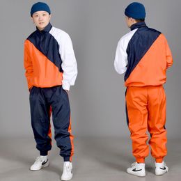 Stage Wear Hip Hop Costumes Stitching Colour Adults Street Dance Clothing Jazz Team Performance Children Modern Outfit DN5390Stage