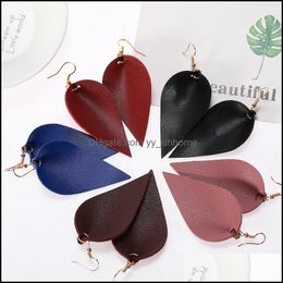 Other Earrings Jewellery Lady Leather Petal Teardrop Earring Bohemian Leaf Dangle For Women Girls Christmas Gift Fashio Dhugq