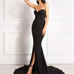 Sexy Strapless Long Black Maxi Dress Front Slit Bare Shoulder Red Women's Evening Summer Night Gown Party Maternity Dresses 220418