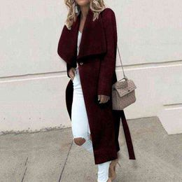 Women's Trench Coats Casual White Simple Elegant Vintage Plus Size Women Loose Winter Button Plain Fall 2021 Office Ladies Lo268E T220809