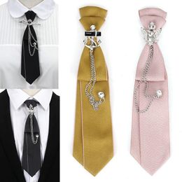 Retro Fabric Ribbon Rhinestone Black Bow Tie Collar Bowkont Cravat School Girl Boys Gifts For Women Clothing Jewellery Accessories
