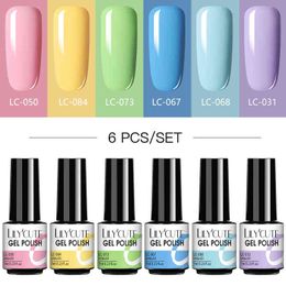 Nail Gel Toy Lilycute 2 4 6 Pcs Polish Set 136color Glitter Semi Permanent Hybrid Varnish Base Top Coat Soak Off Uv Led Art 0328