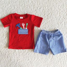 Clothing Sets Wholesale Kids Boutique Fashion Baby Boys Clothes Tools Embroidery Girls Sibling Summer OutfitsClothing