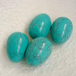 Decorative Objects & Figurines 5cm 1pc Artificial Stones Egg Oval Shape Blue Turquoises Flat DIY Ornament Crafts Home DecorationDecorative