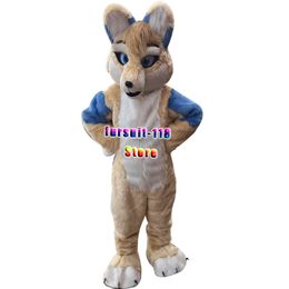 Fursuit Long-haired Husky Dog Fox Wolf Mascot Costume Fur Adult Cartoon Character Halloween Party Cartoon Set #169