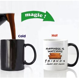 Creative Friends TV Show Series Central Perk Coffee Mug Color Change Mug 350ml Tea Cappuccino Ceramic Cup Xmas Gifts For Friends 210409