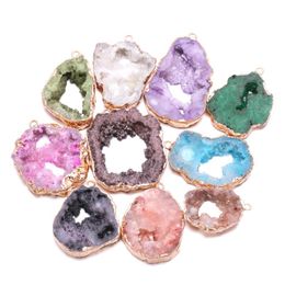 Pendant Necklaces Wholesale Natural Agates Druzy Stone Irregular Crystal Pendants Charms For Jewelry Making DIY Necklace Accessories Gift