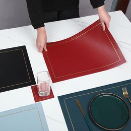 Mats & Pads Rectangular Leather Placemats Table Mat Oil-Water-Proof And Heat-Insulating Household Coasters Kitchen Device SetsMats