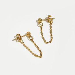 Clip-on & Screw Back LWONG 4mm Gold Color Ball Chain Ear Jacket Earrings For Women Minimalist Cuff Simple Thin Wrap Gifts