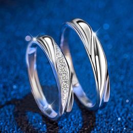 2022 Classic Twist Adjustable Couple Ring Copper Plated Platinum Overlap Men Women Engagement Wedding Finger Accessory Valentine's Day Gift Jewellery Wholesale