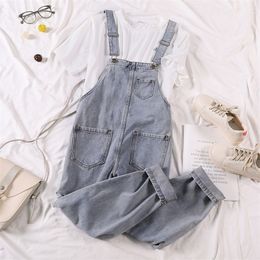 Summer Rompers Women Jeans Jumpsuit Large Size Loose Casual Denim Rompers Womens Jumpsuits Wide Leg Casual Denim Overalls T200509