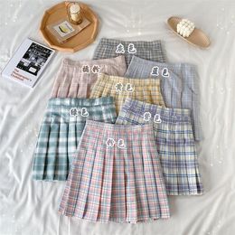 Clothing Sets Japanese College Retro High-Waist Plaid JK Uniform Pleated Skirt Slim All-match Women's 2022 Summer School Girl UniformClo