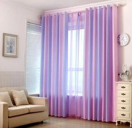 Curtain & Drapes Modern Thick Jacquard Pink Curtains For Girl Bedroom Living Room Gradient Purple Colorful Stripe Print Window PanelCurtain