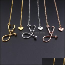 Pendant Necklaces Pendants Jewelry New Fashion Medical Alloy I Love You Heart Necklace Stethoscope For Nurse Doctor Gift Wholesale Drop De