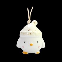 Interior Decorations Ceramic Hanging Pendant With Bell Inside Small Chick Shaped Ornaments Home Car Decor Birthday Gift Craft