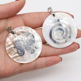 -Collares colgantes Material de abalona Natural Serie a rayas Charmas Seashell para joyas que hacen collar de collar de bricolaje