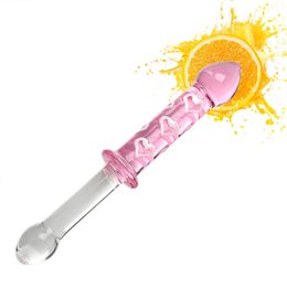 OLO Heart Pink Dildo Fake Penis Anal Plug Glass Crystal G-Spot Stimulation Clitoris sexy Products Toys for Women