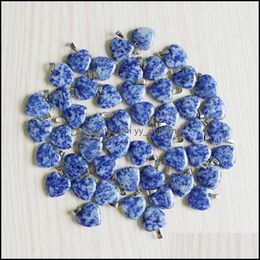 Pendant Necklaces Pendants Jewellery Wholesale Charms Natural Sodalite Stone Love Heart Beads 20Mm Diy Maki Dh1Fg