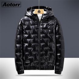 Winter Men's Hooded Parkas Windbreaker Fashion Thermal Coats Mens Thick Warm Glossy Black Jackets Brand Outwear Men Clothing 6XL 201128