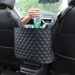 Car Organiser Large Capacity Bag Automotive Goods Storage Pocket Seat Crevice Net Handbag Holder Luxury Leather Back MeshCar