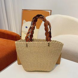 designers bags luxurys women handbag leisure bucket bag large capacity travel shopping handbags straw woven portable shoulder beach wallet style very good