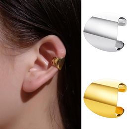 Clip-on & Screw Back Minimalist Glossy Wide Ear Cuff Earring Simple Gold Silver Colour Creative Geometric No Piercing Clip Punk Earcuff Jewer