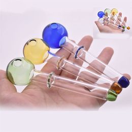 Pyrex 12cm Glass Oil Burner Pipe Clear Colourful high quality pipes transparent Great Tube tubes Nail tips pipes for smoking