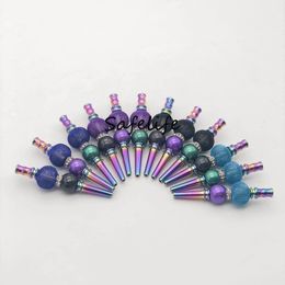 Portable Hookah Shisha Tip Inlaid Rhinestone Smoking Mouth Smoke Philtre Mouthpiece Drip Accessories hookah mouth tips Metal blunt Holders