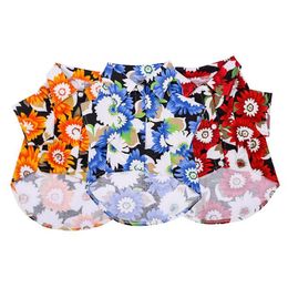 Hawaiian Dog Shirt Summer Beach Hawaii Style Breathable Floral Polo T-Shirts Cool Clothes for Small Medium Large Dogs Cats Pets