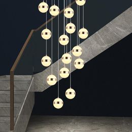 Pendant Lamps Modern Staircase Chandelier Lighting Nordic Art Duplex Building Loft Corner Ball Magic Bean Villa Lobby LED ChandelierPendant