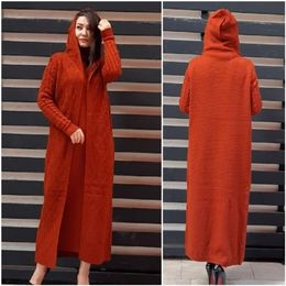 2 pcs Women Long Dress Combine Set Autumn Winter Coat Women Tricot Turkish High Quality Knitwear Muslim Dress Europe Fashion 201221