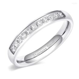 Wedding Rings 3.5mm Women Half Eternity Bands For Female Stainless Steel Cubic Zirconia Band Wholesale Size 4-12 Wynn22