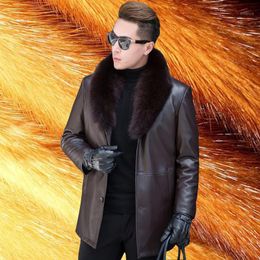 Giacche da uomo Inverno 2022 Maglione maschile in pelle Haining di mezza età Papà ha messo lunghi Nick nei vestiti