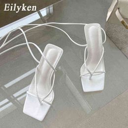 Nxy Sandals Black White Women Summer Ankle Lace-up Office Work Ladies Simple Flip Flops Thin High Heel Casual Shoes