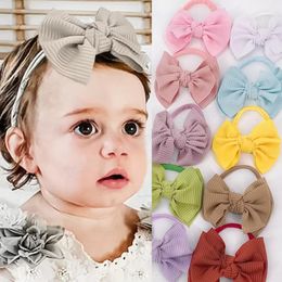 Cute Infant Baby Girls Bow Headband Kids Double Layers Bowknot Hairband Children Candy Color Bandanas Head Band fit 0-3Y 12 Colors