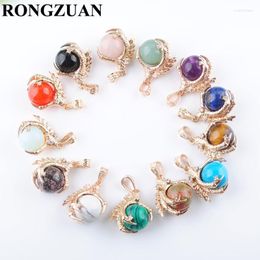 Pendant Necklaces 5Pcs/lot Natural Stone Dragon Claw Charm Gem Round Ball Crystal Reiki Chakra Pendants Bead Jewellery TBN308Pendant Heal22