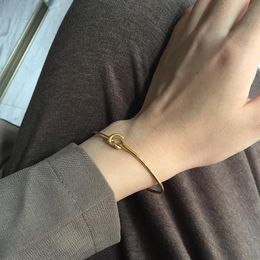 Bangle 2022 Minimalist Metal Copper Knotted Open Gold For Women Girls Gift Party BijouxBangle