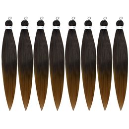 Lans Ombre Capelli intrecciati preallungati 26'' Estensioni dei capelli intrecciati con miscela di colori setosi, Trecce sintetiche per capelli all'uncinetto, Texture Yaki