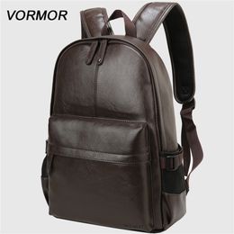 VORMOR Brand waterproof 14 inch laptop backpack men leather backpacks for teenager Men Casual Daypacks mochila male 220329