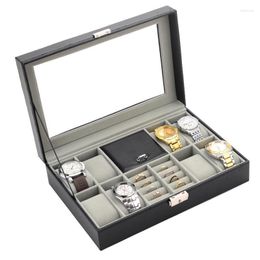 Watch Boxes & Cases Jewlery Box PU Leather Earring Ring Necklace Case Storage Casket Display Holder Packaging Makeup Container CaseWatch Hel