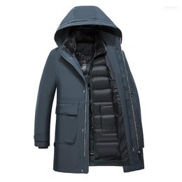 Men's Down & Parkas 2022 Winter Jackets For Husband/Father Detachable Liner Fur Collar Windproof Long Men 90% White Duck Coats 4XL Phin22