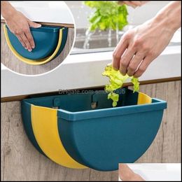 Portable Hanging Foldable Trash Can Kitchen Household Wall Mounted Storage Bins Office Wastebaskets Truck-Mounted Box 220226 Drop Delivery 2
