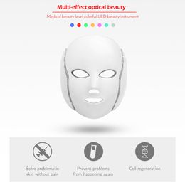 LED Photon Beauty Device 7 Colours Led Facial Mask light Therapy Face Care Anti Acne Neck Wrinkle remover Anti-aging machine Skin Rejuvenation home use mini type on sale